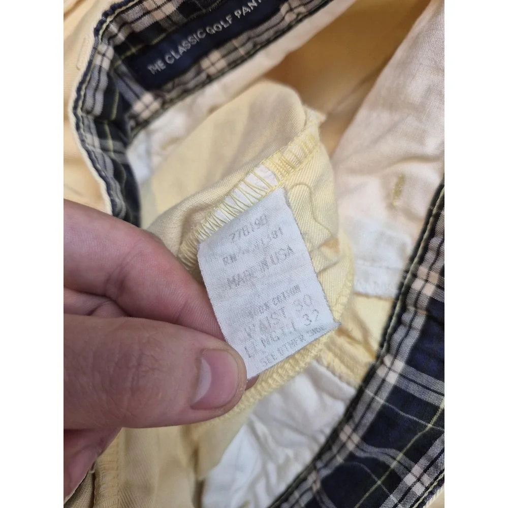 Polo Ralph Lauren Classic Golf Pants Mens 34x28 Yellow Pleated Chino USA FLAW